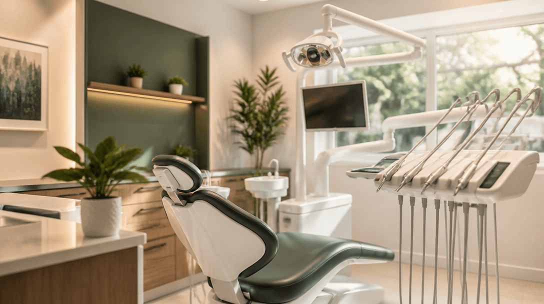 Modern dental office reception area with welcoming decor
